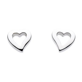 Dew Women's Sterling Silver Simple Open Heart Stud Earrings