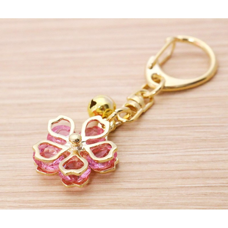 Matsumi Kogei Sakura Keychain Crystal Gold Frame 0.8 x 2.6