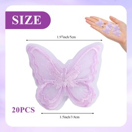 20 PCS Purple Butterfly Hair Clips,Cute Lace Embroidery Flower Butterfly Hair Bow,Suitable for Ladies Girls Wedding Valentine's Day Birthday Party