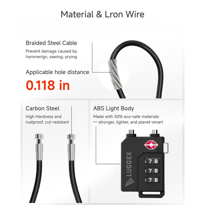 LUGGEX TSA Locks for Luggage, Suitcase Locks TSA Approved, Luggage