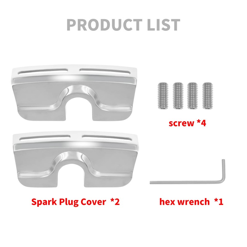 HDBUBALUS Left&Right Chrome Spark Plug Head Bolt Covers Fit for