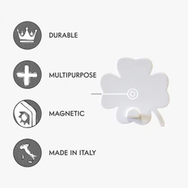 KalaMitica - Set of 2 Magnetic Wall Hangers with Powerful Magnet - White Four Leaf Clovers