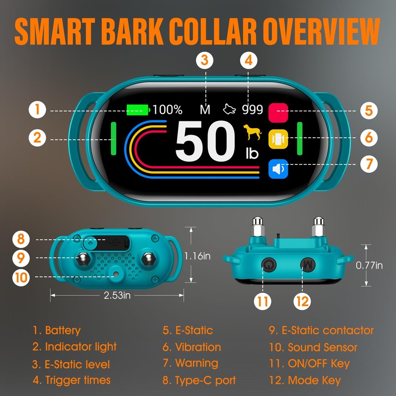 SKBAK Smart Dog Bark Collar, for Small Medium Large Dogs