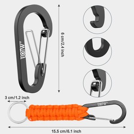 EOTW Keychain/key ring with snap hook, key ring with lock, D ring hook, hanger, survival kits, army, for travel bottle, car key, boys, girls, men, women