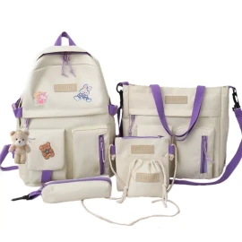 Yooshi Mochila Set De 5 Bolsas Escolar Lapicera Tote Kawaii Coreana
