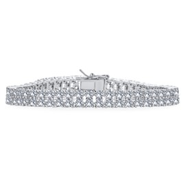 Bling Jewelry Bridal Jewellery Two Rows Fashion Statement AAA Cubic Zirconia Wide Tennis Bracelet for Women Wedding Rhodium Plated Brass 7.5 Inches, Stone, Cubic Zirconia