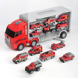 LHChan Camion Juguete de Bomberos,7 en 1 Set de Juguetes de Coche de Bomberos Montaje Camion de Bomberos para Niños Más de 4 Año, Cumpleaños Fiesta de Navidad Regalo