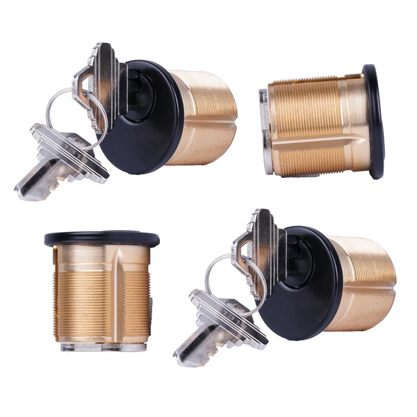 2 Pack Brass Mortise Door Cylinder Lock, 1 1/8" Inch