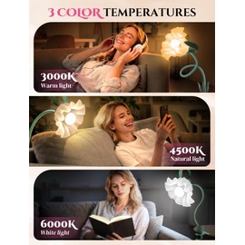ONXE Clip On Light and Flower Desk Lamp, Flexible Gooseneck Reading Book Light with 3 Color Modes Cute Table Lamp Decor, Clip on Bedside Lamp for Bed Headboard,Table, Nursery,Dorm (Green-02)