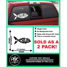 2 Pack - Jesus Fish | Car Decal Vinyl Sticker Graphics | 11 Inches Wide by 4.8 Inches Height HOM1585B.63 Lime Tree Green