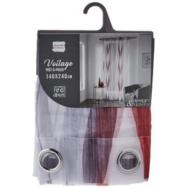 douceur d'Intérieur ONDULYS Curtains with Eyelets, Polyester, Red, 140 x 240 cm