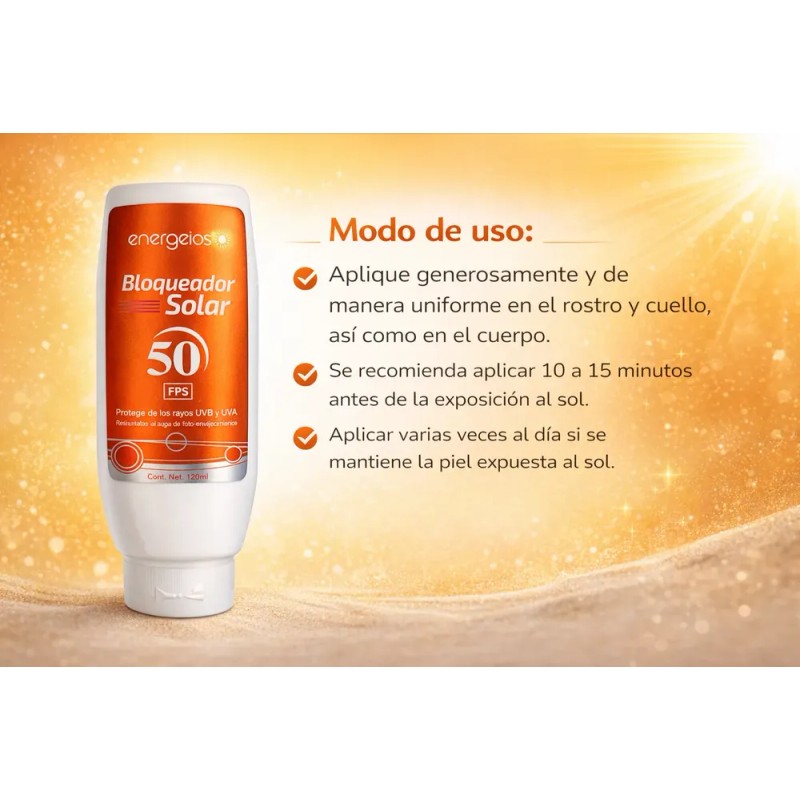 Energeios Bloqueador Solar Protector 120ml Fps50 Sol Playa
