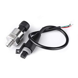 Pressure Sensor, DC 5 V 1/8 Inch NPT Thread Stainless Steel Water Oil Gas Pressure Sensor Pressure Transducer Transmitter, Suitable for Oil, Fuel, Gas, Water, Air Pressure (100 PSI)