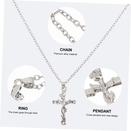 COLLBATH Necklace Cross Pendant Stainless Women's Clavicle Chain Alloy Neck Jewelry Rose Choker