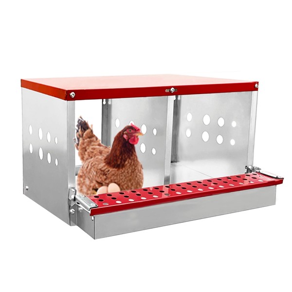 Chicken Nesting Boxes for Laying Eggs,Metal Coop for 2 Chickens,Roll