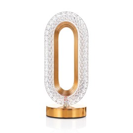 JHPGEOE Cordless Crystal Lamp, Touch Sensor Control LED Table Lamp,3 Color Stepless Dimmable Battery Powered Lamp (Gold-03)