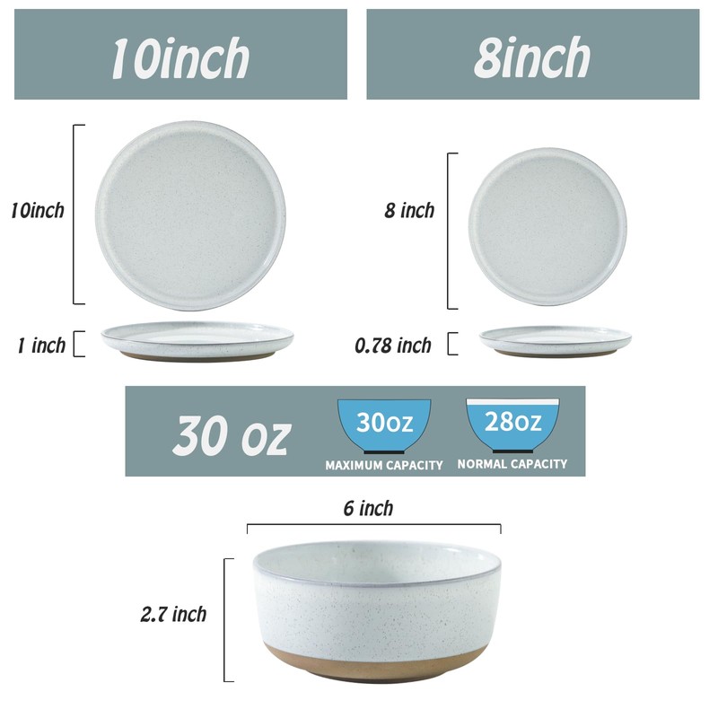 Hasense Plates and Bowls Sets, 18 Pieces Modern Porcelain Dishes