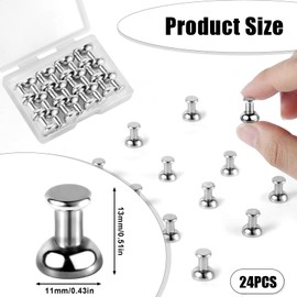24pcs Silver Fridge Magnets, 0.43x0.51inches Strong Refrigerator Magnetic Pins Magnetic Thumb Tacks for Refrigerator Whiteboard Neodymium Magnets Map Magnet Office School Kitchen