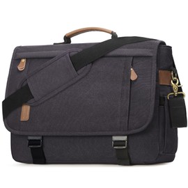 Messenger Bag for Men 17-17.3 Inch Laptop Bag Water-resistant Canvas Computer Shoulder Bag Office Work Briefcase Large Casual Satchel Bags for Men Bookbag for College, Gray