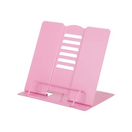 Blizzow Desk Book Stand Holders for Reading Hands Free, Durable Metal Adjustable Book Stand, Sturdy Lightweight Foldable Portable Bookstand -Cookbook, Recipe, Tablet, Music Book, Documents (Pink)