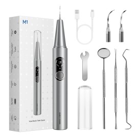 CURVY MOON Home Use Calculus Plaque Remover Visual Smart Tartar Removers Portable Electric Ultrasonic Dental Scalercolor: Grey