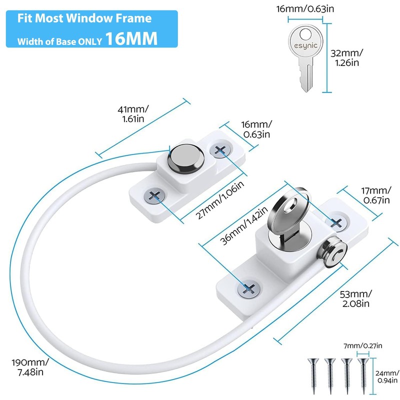 eSynic 8PCS Window Restrictor UPVC Locks for Baby Security Window