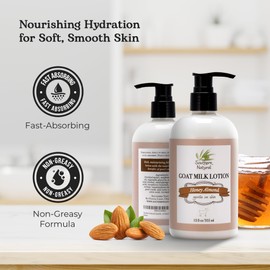 Southern Natural Southern Natural Goat Milk Lotion (12 oz) Face and Body Moisturizer For Dry Skin - Moisturizing Skincare and Hand Cream - Honey Almond Scent