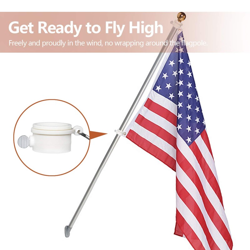 Anley 1.25" Plastic Flagpole Mounting Rings Set - Anti Wrap