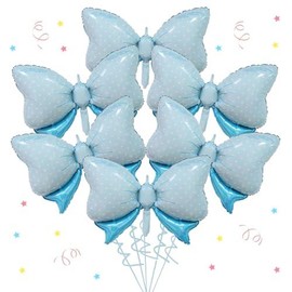 8 Minnie Balloons - Pink Mouse Birthday Decorations with Foil Bow  35 Inch Party for Shower Wedding - Color: Blue 6pcs