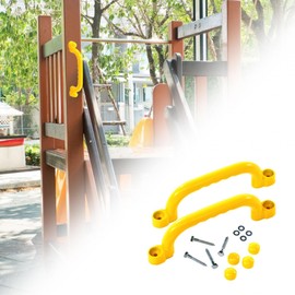 Baoblaze 2Pcs Playground Accessories, Playhouse Grab Handle Bars, with Screws, Climb Play Playroom Ladder Handles for Park, Backyard Tree House Playhouse, yellow