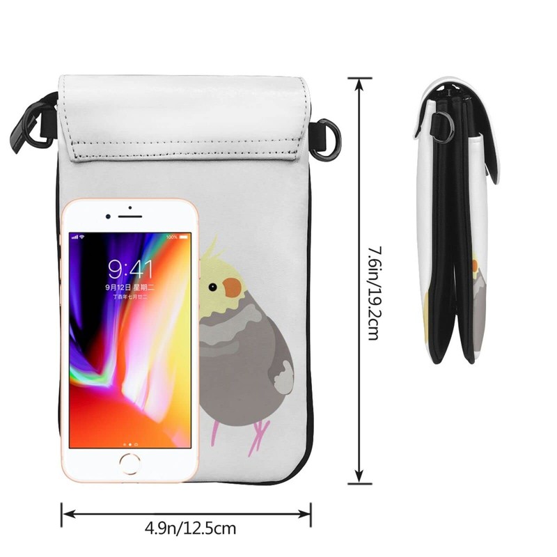 JMI Two Cockatiels Smartphone Pouch, Genuine Leather, Shoulder Bag, Thin,