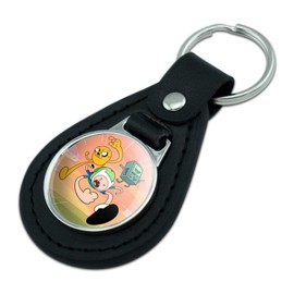 GRAPHICS & MORE Black Leather Adventure Time Finn and Jake Attack Friends Keychain