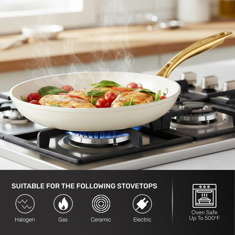 Gotham Steel 15 Pc Ceramic Cookware Set, Ceramic Pots and