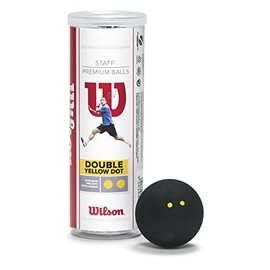 Wilson Staff Squash Balls Extra Slow (Competitors), Black (Double Yellow Dot), Pack of 2