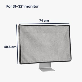 kwmobile Dust Cover for 31-32" Monitor - Linen Monitor Display Protector - Protect Your Computer Screen - Light Grey