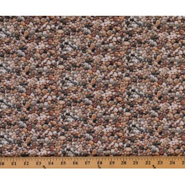 Elizabeth's Studio Landscaping Multi-color Rocks Stones Pebbles Cotton Fabric Print by Yard D470.23