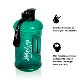 NAVIVVA SPLENDID 2.2 Litre Large Reusable Gym Water Bottle with Straw Lid, Dishwasher Safe, BPA Free Tritan Plastic, Portable, Eco-friendly with Carry Handle (Emerald Green)