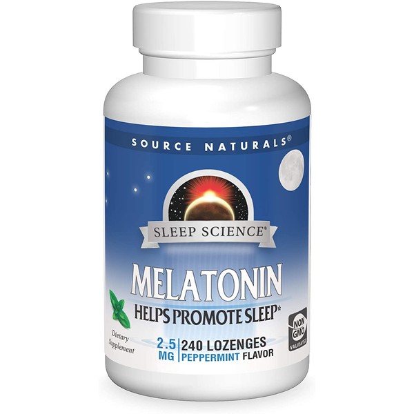 Source Naturals Sleep Science Melatonin 2.5 mg Peppermint Flavor - Helps Promote Sleep - 240 Lozenge Tablets