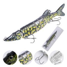 Goture Artificial Bait Pike, Gliding Bait, Jointed Pike Bait, Topwater Fishing Lure for Segment Swimming Bait, Lifelike Fishing Lure Set Fish Bait for Zander, Perch, Trout, Wobbler, Swimbait