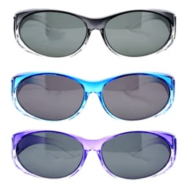 The Overstock Polarized Fit Over Sunglasses, Ombre 2866 2T, Grey Blue Purple With Smoke Lens