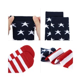 Kids Soccer Socks Striped Cotton Atheletic Softball Baseball Socks Toddler Youth Knee High Socks for Boys Girls 1Pc American Flag 3-6 Years