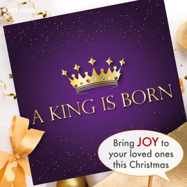 Christian Christmas cards, pack of 10 - A King is Born Christmas cards pack with Bible verse Luke 2:11 inside these religious Christmas cards, by Just Cards Direct