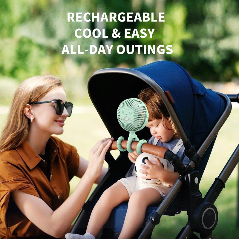 AMACOOL Battery Operated Stroller Fan Flexible Tripod Clip On Fan