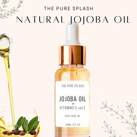 THE PURE SPLASH Jojoba Oil with Vitamins C and E – Natural Face and Body Oil | Deep Hydration & Repair | Non-Greasy, Lightweight Formula | Brightening and Anti-Aging Skincare | 60ml