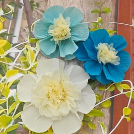 Mybbshower Crepe Paper Flower for Wall Psprt Pom Pom Decor Girls Birthday Party Backdrop Baby Shower Nursery Room Decoration Pack of 9 (Blue White)