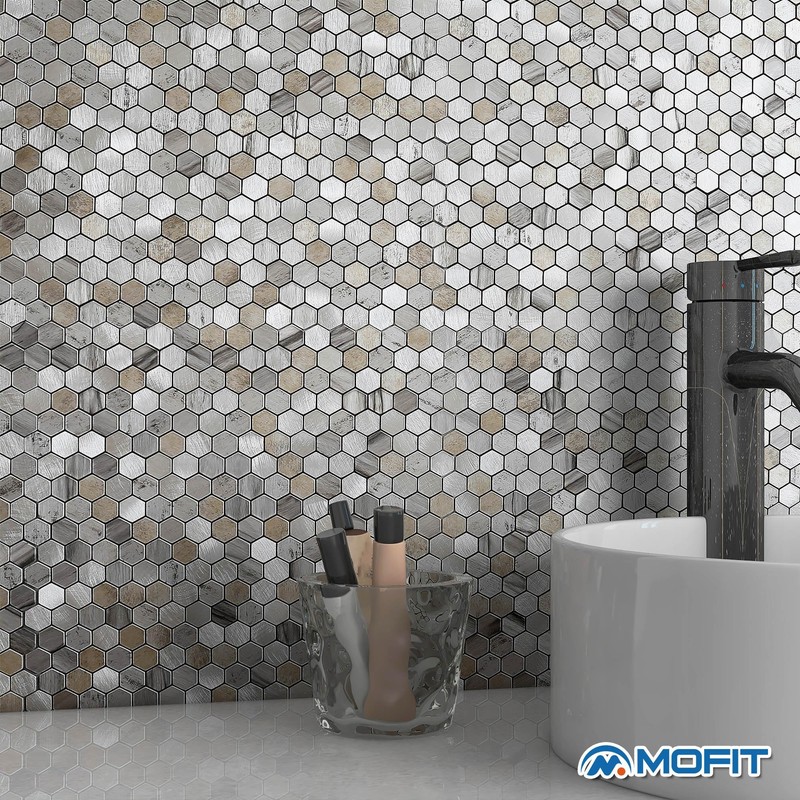 M MOFIT Kitchen Backsplash Tiles Peel and Stick Hexagon Penny