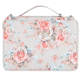 Colored Pencil Case with 250 Compartments and Zipper, Large Capacity, Rose Print PU Pen Holder, Pen Organiser, Storage Bag for (Midi Rose), Midi Rose