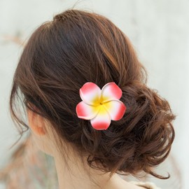 YAXAMING 6 Pcs Hawaiian Leis Plumeria Hair Clips Luau Tropical Flower Leaf Necklace Barrettes Headpiece Women Hair Pins Hairpins Hairclips Cosplay Summer Beach Wedding Dress Up Birthday Party Supplies