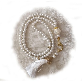 Islamic Tasbih Tasheeh 99-Beads Muslim Prayer Beads (White)