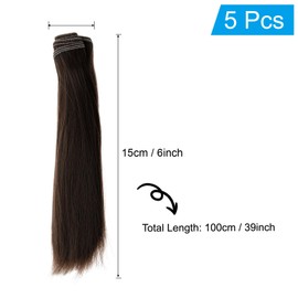 PATIKIL 15CM Doll Hair Wigs, 5 Pcs High Temperature Silk Straight Wig Hair Extension Accessories for Doll Hair Making Kit DIY Handmade, Deep Chestnut
